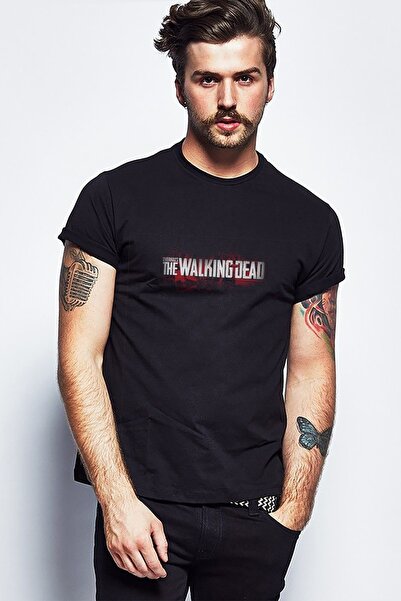 QIVI The Walking Dead Štampano crna muška Pleteno majica T-shirt
