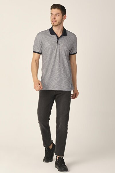 ALEXANDERGARDI Tricou pentru bărbați, albastru marin, jacquard, cu guler polo...