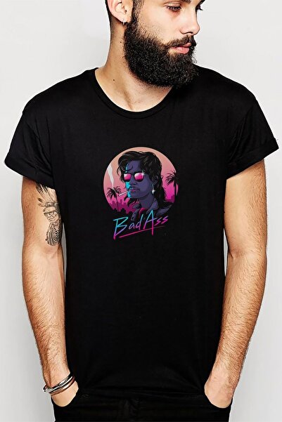 QIVI Stranger Things Bad Ass Štampano Crna muška Pleteno majica T-shirt majica