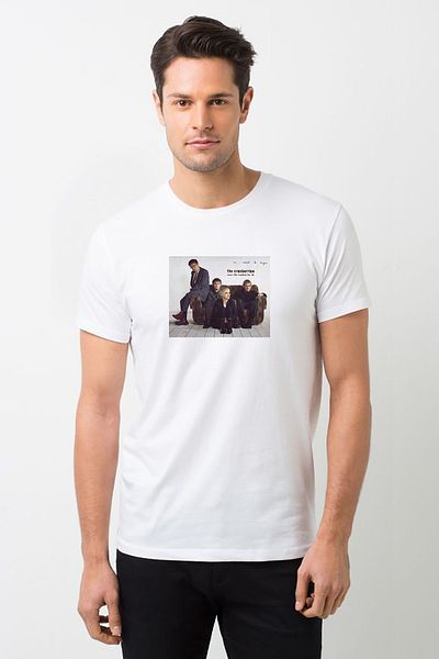 QIVI Tricou tricotat pentru bărbați alb cu imprimeu The Cranberries. Tricou