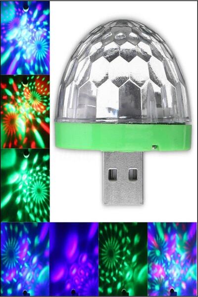 HFGARAJ Müziğe Ve Sese Duyarlı Usb Girişli Araç Içi Mini Disko Topu Parti And...