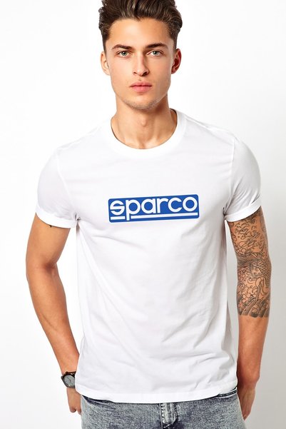 QIVI Sparco Logo Ground Štampano Bela muška Pleteno majica