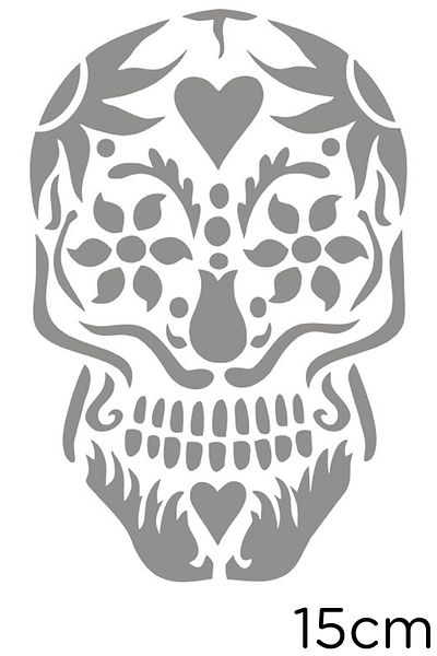 New Jargon Skull Sticker Created with Flower Motifs 15cm - Gray