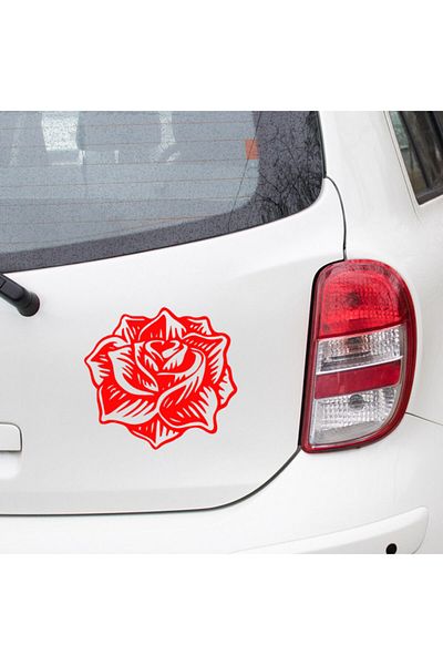 MIGNATIS Spring Opened Rose Grain Sticker Paste 45 Cm for Vehicle and Wall - Red