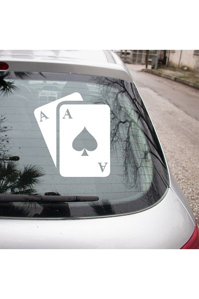 New Jargon Ace de pică ca cărți de joc Lipire autocolant 25cm - Alb