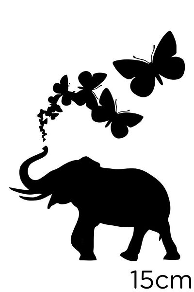 New Jargon Lipirea Fluturilor Mici până la Mari și Autocolant Elefant 15cm - Negru