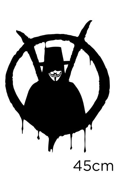 New Jargon Autocolant V For Vendetta 45cm - Negru