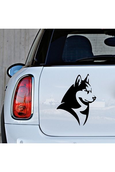 New Jargon Autocolant de perete pentru vehicul cu aspect drăguț Husky Siberian 25 cm - negru