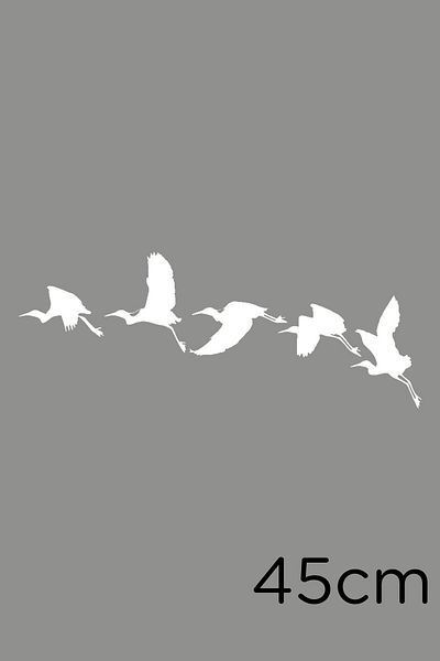 MIGNATIS Pelicans Flying in a Swarm Autocolant Lipire 45 Cm - Alb