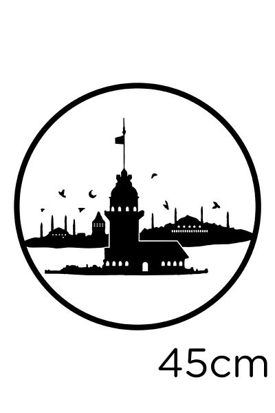 New Jargon Turnul Fecioarei Pescăruși Hagia Sofia și Istanbul Autocolant cu inscripții 45cm - Negru