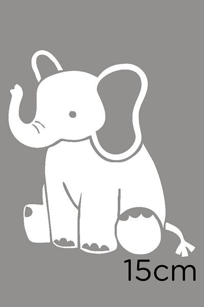 New Jargon Autocolant drăguț pui de elefant așezat pe podea 15 cm - alb