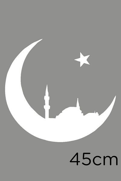 New Jargon Autocolant Istanbul și Moschee Pe Moon Icon 45cm - Alb