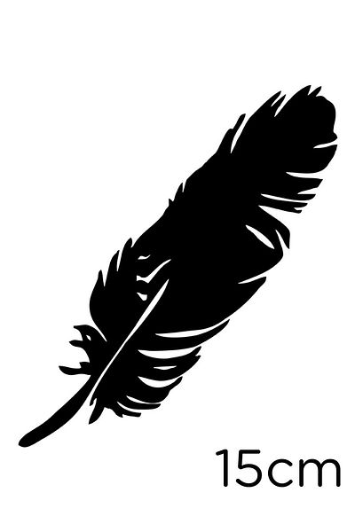 New Jargon Lateral Horizontal One Feather Etichetă Autocolant Lipire 15cm - Negru