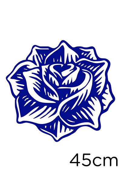 MIGNATIS Spring Opened Rose Grain Sticker Paste 45 Cm for Vehicle and Wall - Navy Blue