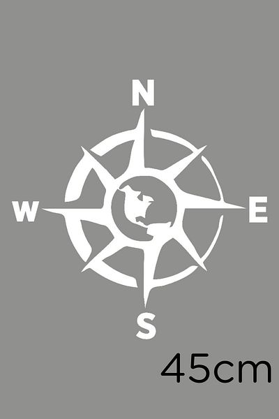 New Jargon Autocolant busolă Nord Sud Est Vest Lipire 45cm - Alb