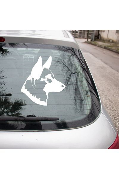 New Jargon Autocolant pentru câine german care se întoarce la dreapta 45 cm - alb