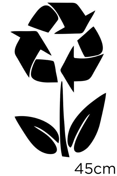 New Jargon Recycle Icon And Flower Sticker Paste 45cm - Black