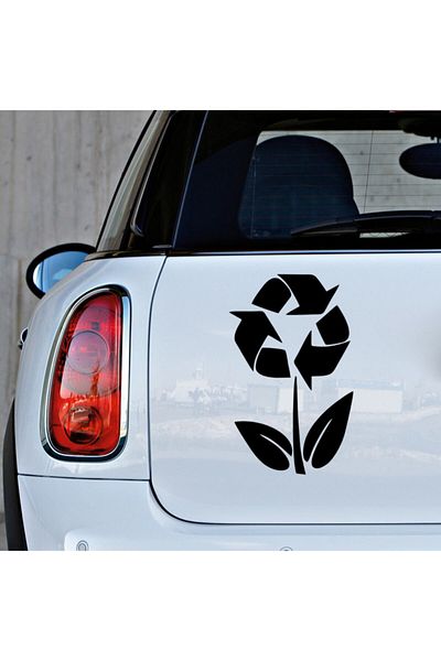 New Jargon Recycle Icon And Flower Sticker Paste 45cm - Black