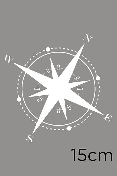 New Jargon Autocolant pentru vehicule North South East West Pointed Compass 15cm - Alb