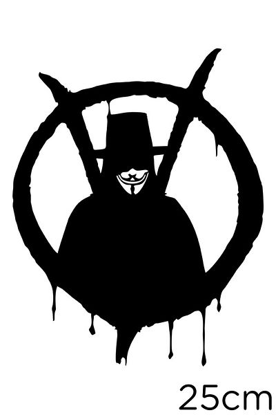 New Jargon Autocolant V For Vendetta 25cm - Negru
