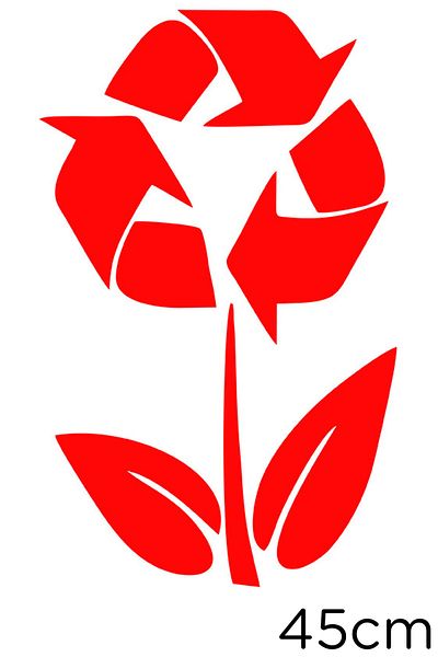 New Jargon Recycle Icon And Flower Sticker Paste 45cm - Red