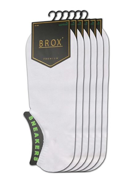 BROX Комплект от 6 мъжки бели бамбукови безшевни чорапи тип „ботуши“