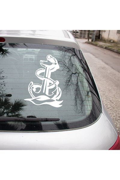 New Jargon Lipire autocolant ancoră marină cu frânghie și oțel 3 25cm - alb