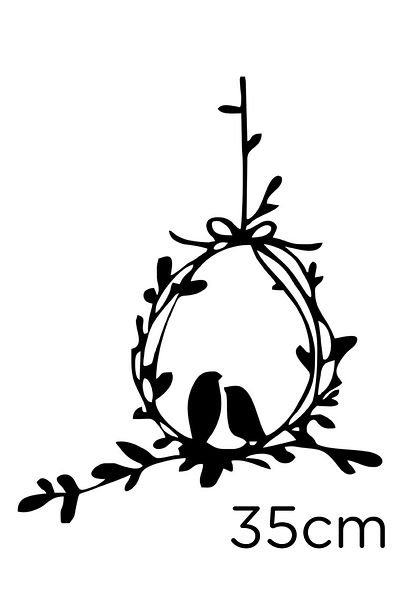 New Jargon Ornament Coroana Ornament Ușă Autocolant Lipire 35cm - Negru