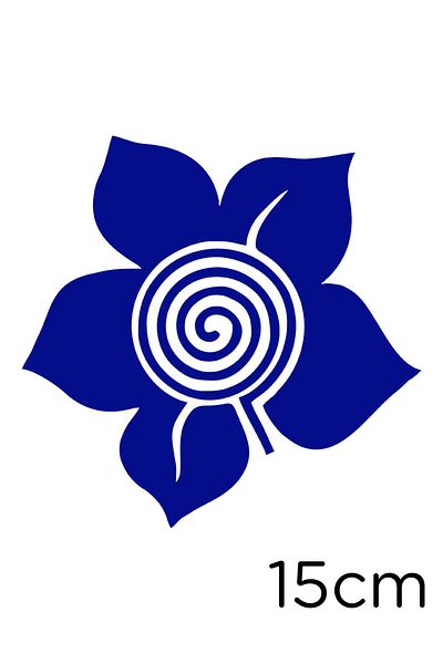 New Jargon Five-Petal Flower Label Sticker Paste with Sprial Turn Inside 15cm - Navy Blue