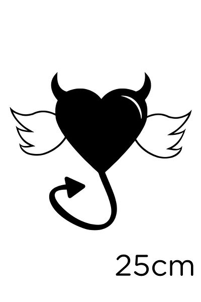 New Jargon Autocolant cu icoană cu coadă înaripată Demon Evil Heart 25cm - Negru