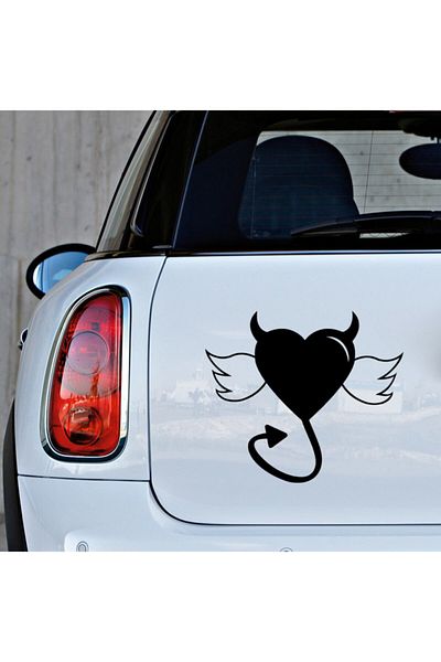 New Jargon Autocolant cu icoană cu coadă înaripată Demon Evil Heart 25cm - Negru