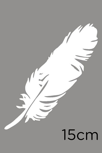 New Jargon Lateral Horizontal One Feather Etichetă Autocolant Lipire 15cm - Alb