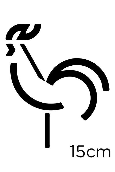 New Jargon Autocolant Cocoș Pastă 15cm - Negru