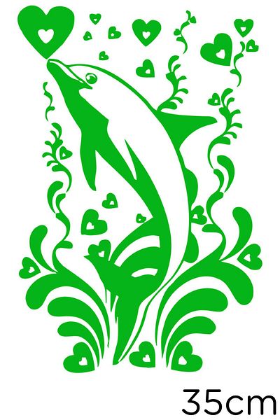 New Jargon Flower Hearts And Dolphin Sticker Paste 35cm - Green