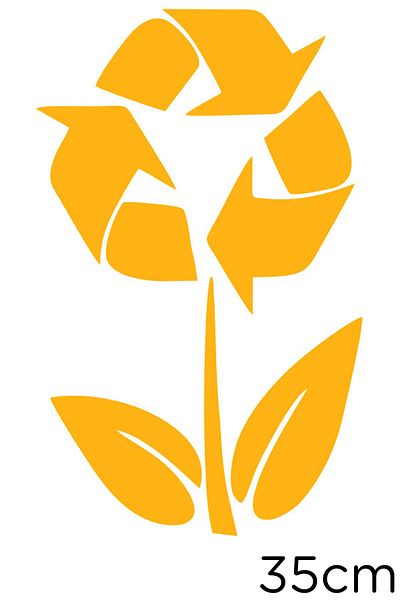 New Jargon Recycling Icon And Flower Sticker Paste 35cm - Yellow