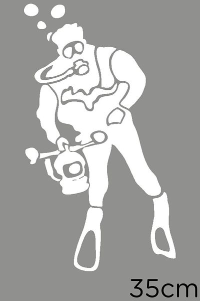 New Jargon Autocolant autocolant Diver Walking With Camera In Hand 35cm - Alb