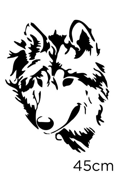 New Jargon Autocolant drăguț pentru mașină de perete Duran Wolf 45cm - negru