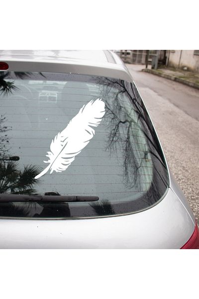 New Jargon Lateral Horizontal One Feather Etichetă Autocolant Lipire 25cm - Alb