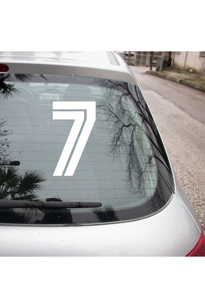 New Jargon Numărul 7 Autocolant Număr Autocolant Lipire cu o linie în mijloc 45cm - Alb