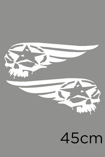 New Jargon Autocolant cu craniu Wing And Army Star 45cm - Alb