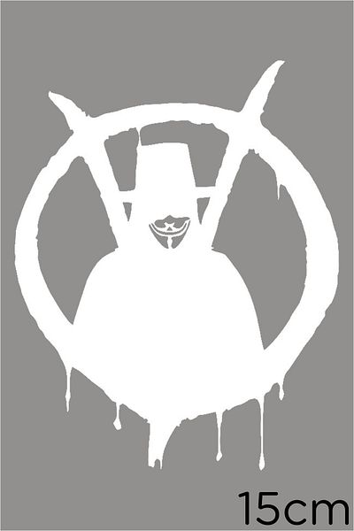New Jargon Autocolant V For Vendetta 15cm - Alb