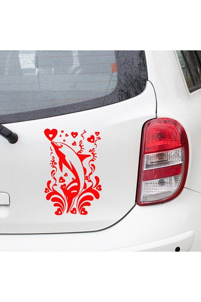 New Jargon Flower Hearts And Dolphin Sticker Paste 35cm - Red