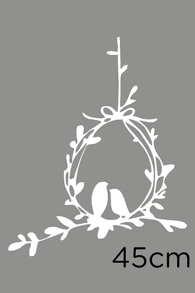 New Jargon Ornament Coroana Ornament Ușă Autocolant Lipire 45cm - Alb