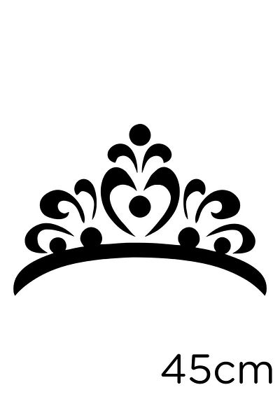 New Jargon Flower Pattern Shaped Princess Crown Sticker Paste 45cm - Black
