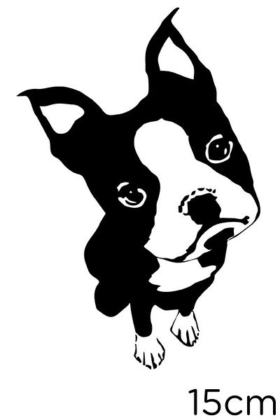 New Jargon Autocolant Boston Terrier Așezat Etichetă Lipire 15cm - Negru