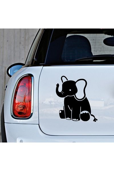 New Jargon Autocolant drăguț pui de elefant așezat pe podea 25 cm - negru