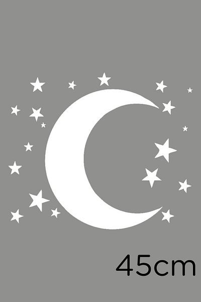 MIGNATIS Lipire Autocolant Stele Si Luna De La Mare La Mica 45 Cm - Alb