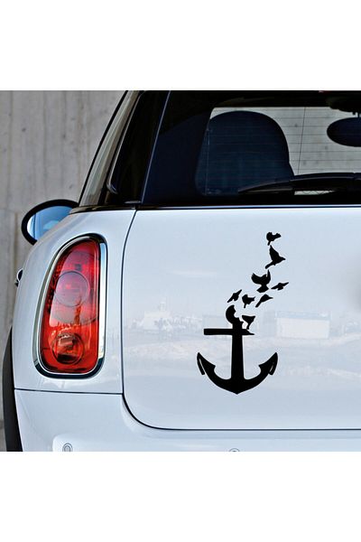 New Jargon Pasta autocolant Ancoră De Mare Și Păsări Zburătoare 25cm - Negru
