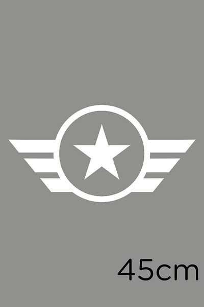 New Jargon Etichetă de lipire autocolantă Army Star cu efect de aripă dreaptă 45 cm - alb