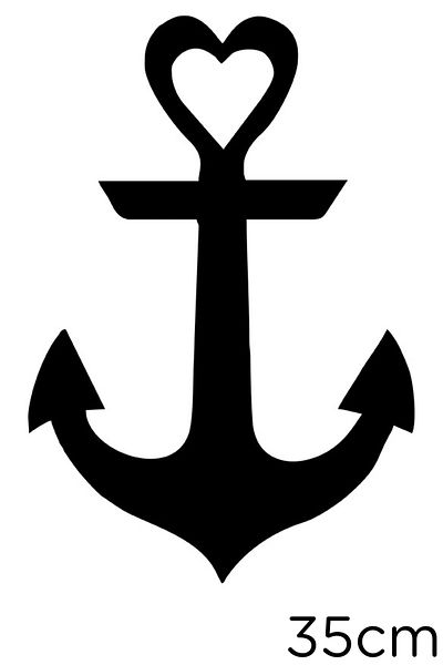 New Jargon Autocolant cu icoană inimă și ancoră de mare 35 cm - negru